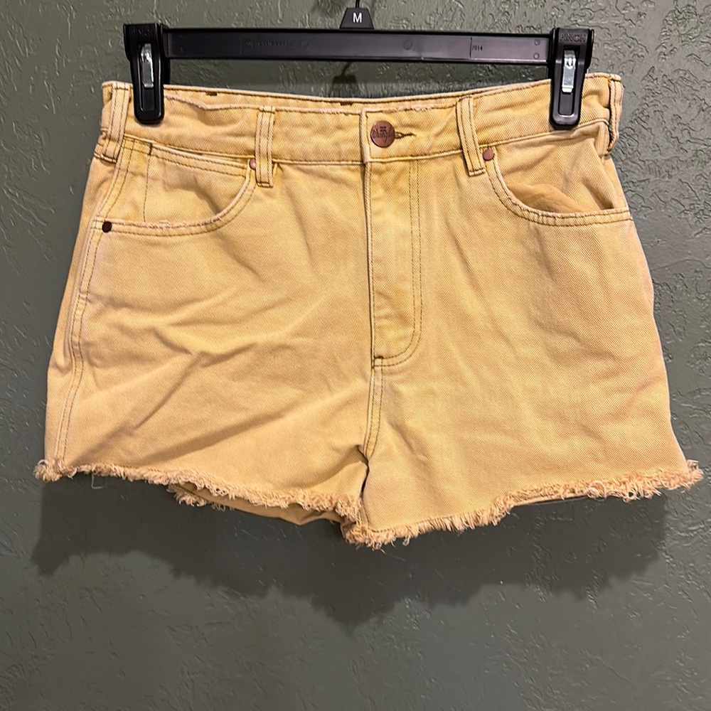 Yellow, Size 30, Billabong Wrangler fringed denim shorts